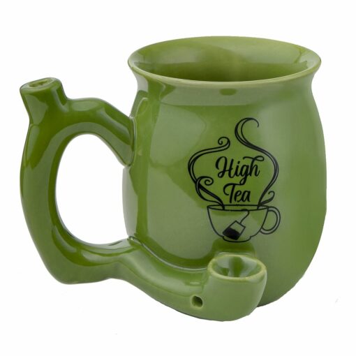 Shop High Tea single wall Mug - shiny green with black imprint in australian