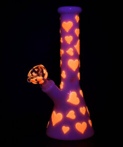 Shop Valentines Day Heart Glow In The Dark Beaker Water Pipe - 10