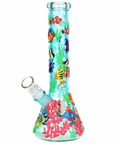 Shop Reef Riot Glow In The Dark Beaker Water Pipe - 10" / 14mm F in australian