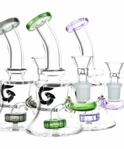 Shop Glass House Disc Perc Glass Water Pipe - 5.5" / 14mm F / Colors Vary in australian