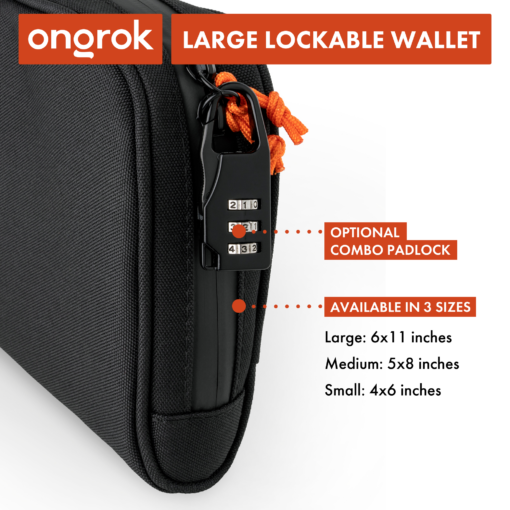 Shop Ongrok Carbon-lined Wallets with Combination Lock V 2.0 | 3" Sizes (Small, Medium, Large) in australian