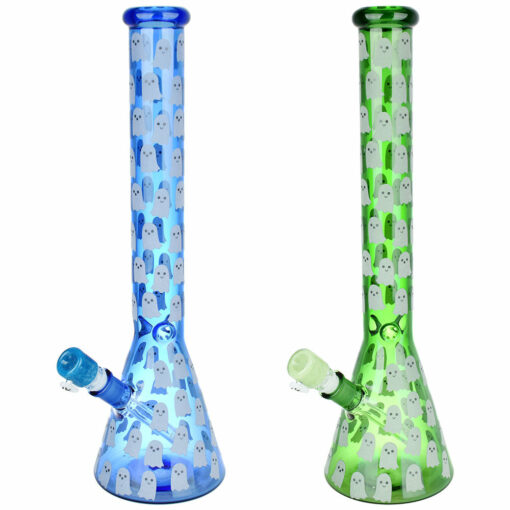 Shop Ghostly Glow Beaker Water Pipe - 18" / 14mm F / Colors Vary in australian