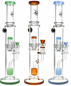 Shop Pulsar Dual Chamber Honeycomb Perc Water Pipe - 15.5"/14mm F/Colors Vary in australian