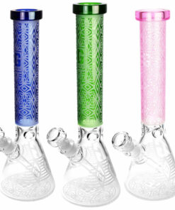 Shop Deco Diamond Etched Beaker Water Pipe - 14.5"/14mm F/Colors Vary in australian