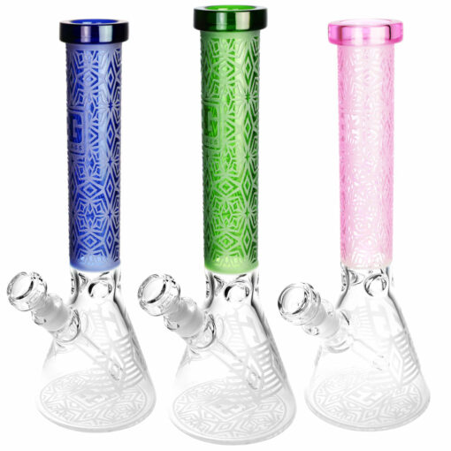 Shop Deco Diamond Etched Beaker Water Pipe - 14.5"/14mm F/Colors Vary in australian