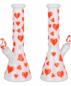 Shop Valentines Day Heart Glow In The Dark Beaker Water Pipe - 10