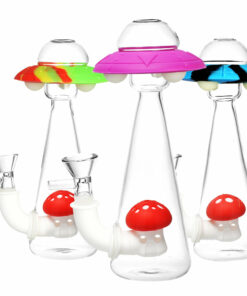 Shop UFO Glass & Silicone GID Water Pipe - 7"/14mm F/Colors Vary in australian