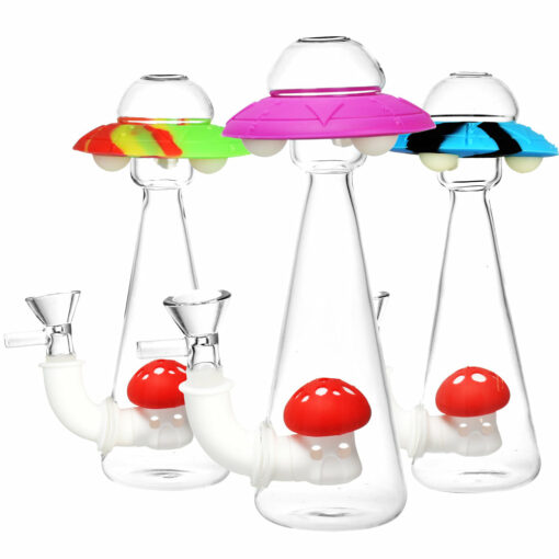 Shop UFO Glass & Silicone GID Water Pipe - 7"/14mm F/Colors Vary in australian