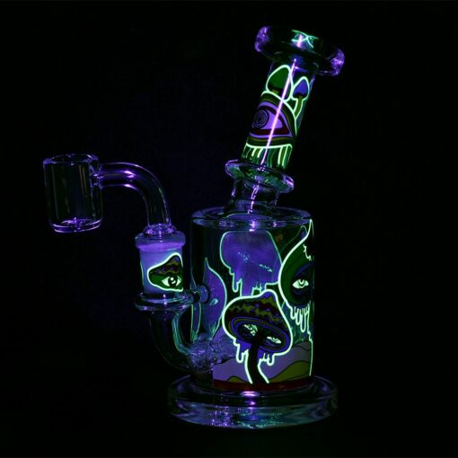 Shop Fungi Eyes, They're Watching You Glow In The Dark Glass Dab Rig - 6" / 14mm F in australian