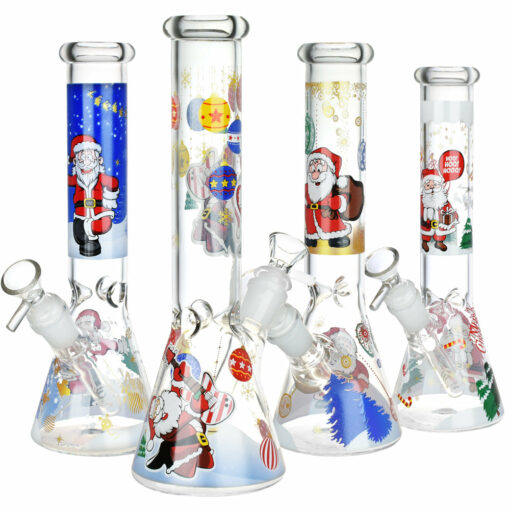 Shop Christmas Themed Glass Water Pipe - 10" / 14mm F / Designs Vary in australian