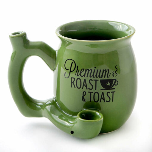 Shop Premium Roast & Toast Single Wall Mug - Green with Black Print in australian