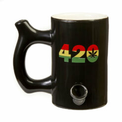 Shop 420 Mug - Black Mug with Rasta Colors in australian