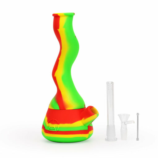 Shop Ritual - 10'' Wavy Silicone Beaker - Rasta in australian