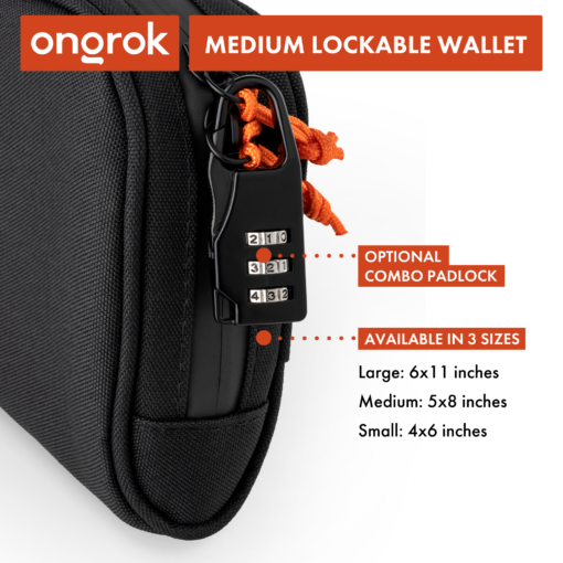 Shop Ongrok Carbon-lined Wallets with Combination Lock V 2.0 | 3" Sizes (Small, Medium, Large) in australian