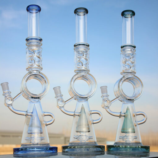 Shop 18.5" Recycler Style Donut Percolator Glass Water Pipe in australian