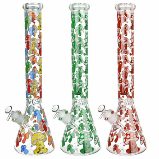 Shop Glow Mushroom Beaker Water Pipe - 18" / 14mm F / Colors Vary in australian