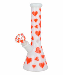 Shop Valentines Day Heart Glow In The Dark Beaker Water Pipe - 10" / 14mm F in australian