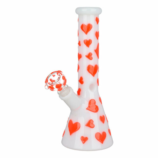 Shop Valentines Day Heart Glow In The Dark Beaker Water Pipe - 10" / 14mm F in australian