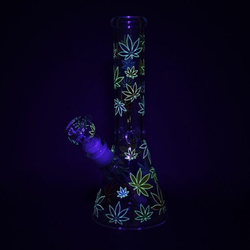 Shop Rainbow Pride Leaf Beaker Glass Water Pipe - 10.25" / 14mm F in australian