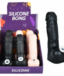 Shop 6PC DISPLAY - Ding-a-Ling Silicone Water Pipe - 6.75" / 14mm F / Tan and Black in australian