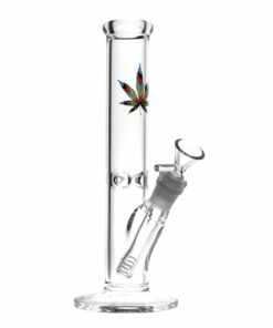 Shop Rainbow Hemp Leaf Water Pipe - 10" / 14mm Female in australian