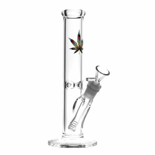 Shop Rainbow Hemp Leaf Water Pipe - 10" / 14mm Female in australian