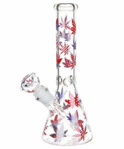 Shop Patriotic Leaf Beaker Glass Water Pipe - 10.25" / 14mm F in australian