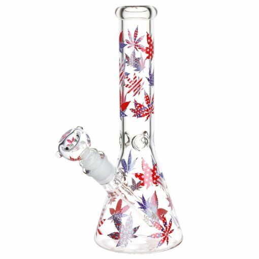 Shop Patriotic Leaf Beaker Glass Water Pipe - 10.25" / 14mm F in australian