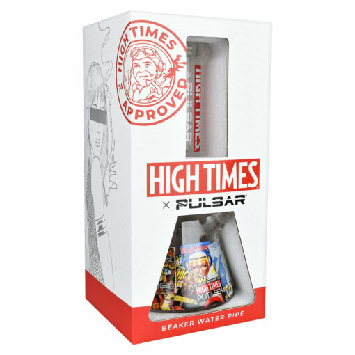 Shop High Times x Pulsar Beaker Water Pipe - Magazine Covers / 10.5" / 14mm F in australian