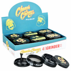 Shop 6PC DISPLAY - Cheech & Chong's x Pulsar Metal Grinder - Black / 4pc / 2.5" in australian