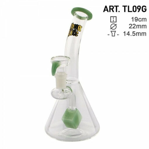 Shop Thug Life | 7" Cube Perc Green Glass Water Pipe in australian