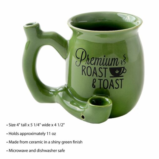 Shop Premium Roast & Toast Single Wall Mug - Green with Black Print in australian