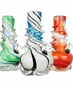 Shop Vivid Vase Striped Soft Glass Water Pipe - 8" / Colors Vary in australian