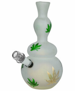 Shop Hemp Leaf Frosted Soft Glass Water Pipe - 9" / 14mm F in australian