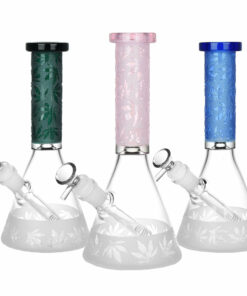 Shop Harmonic Hemp Leaf Beaker Water Pipe - 9.5" / 14mm F / Colors Vary in australian