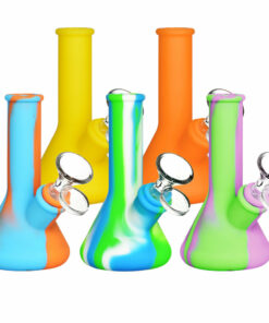 Shop Silicone Beaker Travel Water Pipe- 5" / 14mm F / Colors Vary in australian