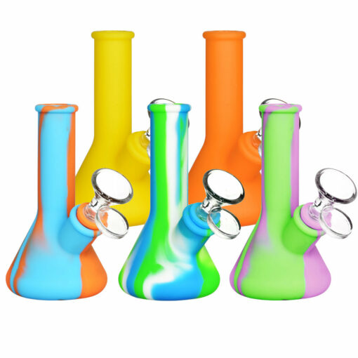 Shop Silicone Beaker Travel Water Pipe- 5" / 14mm F / Colors Vary in australian