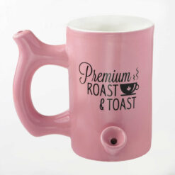 Shop Pink roast & Toast mug with black logo in australian