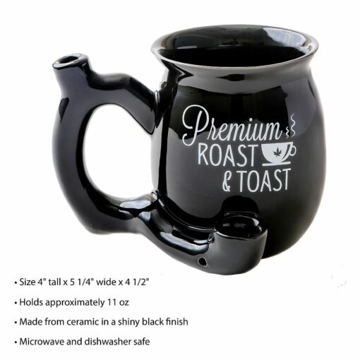 Shop Premium Roast & Toast Single Wall Mug - Shiny Black with White Print in australian