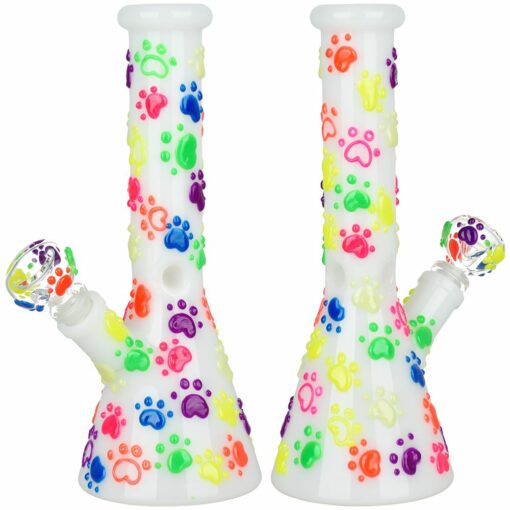 Shop Paws for the Cause Glow in Dark Beaker Water Pipe - 10" / 14mm F in australian