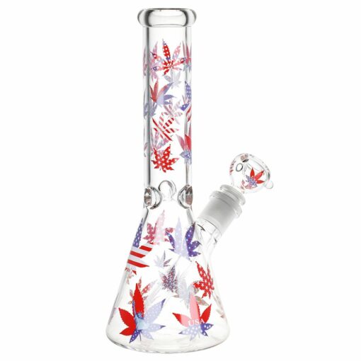 Shop Patriotic Leaf Beaker Glass Water Pipe - 10.25" / 14mm F in australian