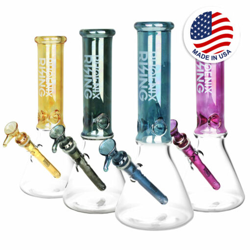 Shop Phoenix Rising Metallic Top Beaker Water Pipe -12"/14mm F/Clrs Vary in australian