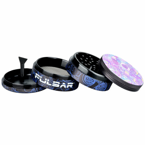 Shop Pulsar Design Series Grinder with Side Art - Melting Mushroom / 4pc / 2.5" in australian