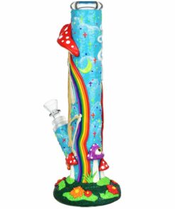 Shop Sneaky Skeleton and Watchful Fungi Glow In Dark Tube Water Pipe - 11.5" / 14mm F in australian