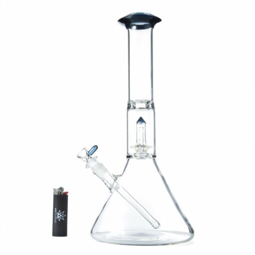 Shop Geo's Glass 14in Crystal Circ Perc Beaker Bong - Atomic Stardust + Blu-V in australian