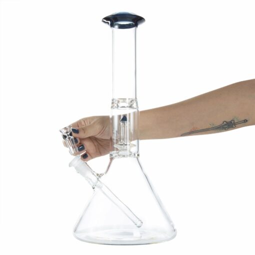 Shop Geo's Glass 14in Crystal Circ Perc Beaker Bong - Atomic Stardust + Blu-V in australian