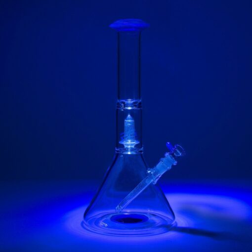 Shop Geo's Glass 14in Crystal Circ Perc Beaker Bong - Atomic Stardust + Blu-V in australian