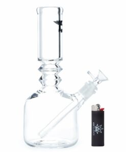 Shop Solid Glass 12in Sculpted Neck Barrel Beaker Bong in australian