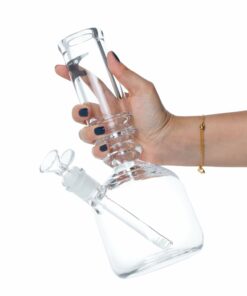 Shop Solid Glass 12in Sculpted Neck Barrel Beaker Bong in australian