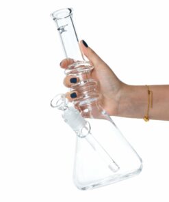 Shop Solid Glass 12in Triple Ring Beaker Bong in australian